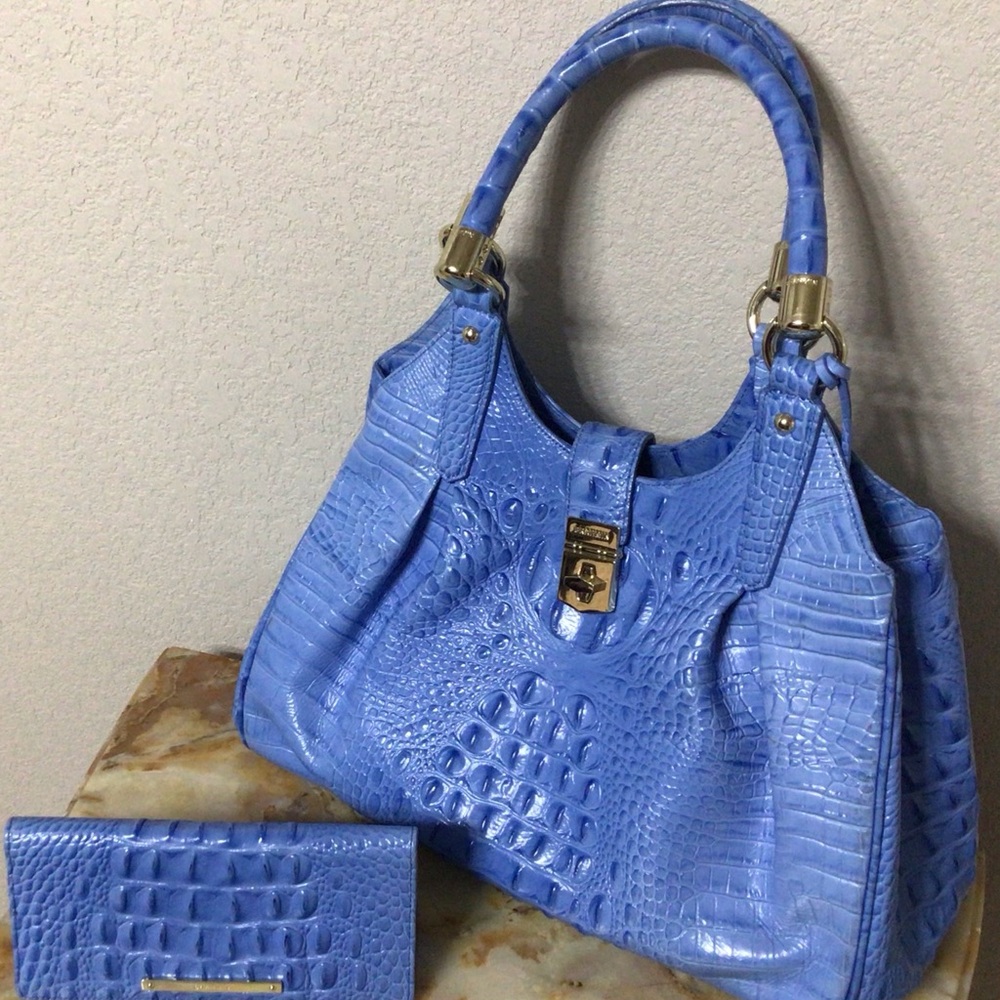Elegant Leather Blue Brahmin Elisa Crocodile Embossed Handbag

Matching Wallet
